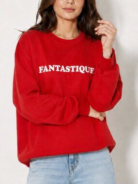 H&M Red Fantastique Graphic Crewneck Sweatshirt Size Large